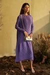 Buy_Tasuvure_Purple Pleated Round Neck Blair Brag Me Dress_at_Aza_Fashions