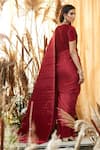 Shop_Tasuvure Indes_Maroon Rich Pleated Fabric Saree Gown _at_Aza_Fashions