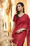 Tasuvure Indes_Maroon Rich Pleated Fabric Saree Gown _Online_at_Aza_Fashions