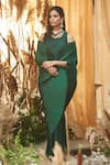 Buy_Tasuvure Indes_Green Rich Pleated Fabric Saree Gown _at_Aza_Fashions