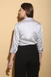 Shop_TORQADORN_Silver Satin Straight Collar Shirt _at_Aza_Fashions