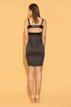 Shop_TORQADORN_Black Faux Leather Square Neck Bodycon Strappy Dress _at_Aza_Fashions