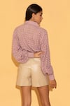 Torqadorn_Purple Cotton Floral, Schiffli Shirt Collar  _Online_at_Aza_Fashions