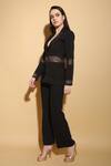 Buy_Torqadorn_Black Crepe Cutdana Lapel Collar Embroidered Blazer And Pant Set _at_Aza_Fashions