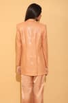 Shop_TORQADORN_Peach Satin Embroidery Sequin Jacket Lapel Collar Blazer And Pant Set _at_Aza_Fashions