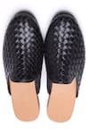 Shop_Tissr_Black Textured Leather Mules _at_Aza_Fashions