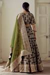 Shop_Mimamsaa_Black Woven Floral Scoop Neck Tayna Satin Silk Brocade Lehenga Set _at_Aza_Fashions