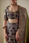 Buy_Mimamsaa_Black Woven Floral Scoop Neck Tayna Satin Silk Brocade Lehenga Set _Online_at_Aza_Fashions