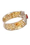 Tsara_Gold Plated Cutwork Stone Bangle - Single Pc_Online_at_Aza_Fashions