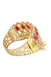 Shop_Tsara_Gold Plated Cutwork Stone Bead Drop Bangle_at_Aza_Fashions