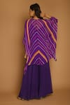 Shop_k-anshika_Purple Georgette V Neck Printed Kaftan And Palazzo Set _at_Aza_Fashions