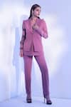 Buy Tabeer India Purple Snake Embroidery Wide Notched Lapel Embellished Sleeved Blazer And Pant Set at Aza Fashions Buy_Tabeer India_Purple Snake Embroidery Wide Notched Lapel Embellished Sleeved Blazer And Pant Set _at_Aza_Fashions