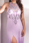 Buy Tabeer India Purple Chinnon Beads Halter Embellished Neck Gown Online at Aza Fashions Buy_Tabeer India_Purple Chinnon Beads Halter Embellished Neck Gown _Online_at_Aza_Fashions