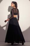 Shop Tabeer India Black Textured Net Beads Round Embroidered Bustier And Lehenga Set at Aza Fashions Shop_Tabeer India_Black Textured Net Beads Round Embroidered Bustier And Lehenga Set _at_Aza_Fashions