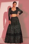 Buy Tabeer India Black Georgette Gota, Thread Sweetheart Neck Embroidered Lehenga And Blouse Set Online at Aza Fashions Buy_Tabeer India_Black Georgette Gota, Thread Sweetheart Neck Embroidered Lehenga And Blouse Set _Online_at_Aza_Fashions