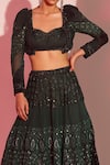 Tabeer India Black Georgette Gota, Thread Sweetheart Neck Embroidered Lehenga And Blouse Set at Aza Fashions Tabeer India_Black Georgette Gota, Thread Sweetheart Neck Embroidered Lehenga And Blouse Set _at_Aza_Fashions