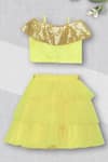 Tutus by Tutu_Yellow Ruffle Lehenga Set For Girls_Online_at_Aza_Fashions