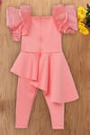Shop_Tutus by Tutu_Pink Floral Applique Jumpsuit For Girls_at_Aza_Fashions