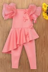 Tutus by Tutu_Pink Floral Applique Jumpsuit For Girls_Online_at_Aza_Fashions