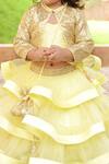 Tutus By Tutu_Yellow Crepe Satin Ruffle Lehenga Set With Jacket_at_Aza_Fashions