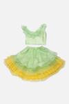 Tutus by Tutu_Green Embroidered Top And Lehenga Set For Girls_Online_at_Aza_Fashions