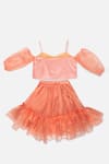 Shop_Tutus by Tutu_Peach Embroidered Top And Lehenga Set For Girls_at_Aza_Fashions