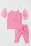 Shop_Tutus by Tutu_Pink Embroidered Kurta And Pant Set For Girls_at_Aza_Fashions