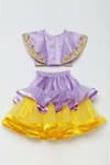 Buy_Tutus by Tutu_Purple Embroidered Blouse And Layered Ruffle Lehenga Set For Girls_Online_at_Aza_Fashions