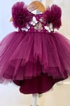 Buy_Tutus by Tutu_Purple Rich Satin Embroidered Butterfly Flared Dress _at_Aza_Fashions