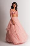 Shop_Taavare_Pink Raw Silk Sweetheart Neck Embroidered Lehenga Set _at_Aza_Fashions