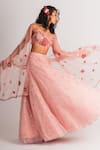 Buy_Taavare_Pink Raw Silk Sweetheart Neck Embroidered Lehenga Set _at_Aza_Fashions