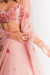 Shop_Taavare_Pink Raw Silk Sweetheart Neck Embroidered Lehenga Set _Online_at_Aza_Fashions