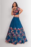 Buy_Taavare_Blue Raw Silk One Shoulder Embroidered Lehenga Set _at_Aza_Fashions