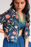 Taavare_Blue Chiffon Top Sweetheart Neck Silk Embroidered Jacket And Pant Set _Online_at_Aza_Fashions