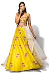 Buy_Taavare_Yellow Raw Silk Boat Embroidered Lehenga Set _at_Aza_Fashions