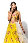 Shop_Taavare_Yellow Raw Silk Boat Embroidered Lehenga Set _at_Aza_Fashions