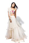Buy_Taavare_White Georgette Boat Embroidered Lehenga Set_at_Aza_Fashions