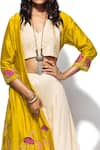 Buy_Taavare_White Georgette V Neck Embroidered Jacket And Palazzo Set _Online_at_Aza_Fashions