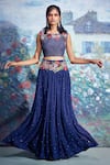 Buy_Taavare_Blue Georgette Round Embroidered Lehenga Set _at_Aza_Fashions