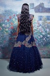 Shop_Taavare_Blue Georgette V Neck Embroidered Lehenga Set _at_Aza_Fashions