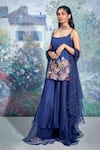 Buy_Taavare_Blue Organza Square Neck Embroidered Kurta Palazzo Set _at_Aza_Fashions