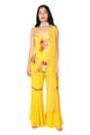 Taavare_Yellow Raw Silk Scoop Neck Embroidered Kurta Set _Online_at_Aza_Fashions