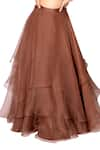 Buy_Taavare_Brown Tulle V Neck Layered Lehenga Set _Online_at_Aza_Fashions