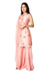 Buy_Taavare_Pink Raw Silk V Neck Embroidered Kurta Set _at_Aza_Fashions