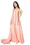 Buy_Taavare_Pink Raw Silk Scoop Neck Embroidered Cape And Sharara Set _at_Aza_Fashions