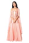 Shop_Taavare_Pink Raw Silk Scoop Neck Embroidered Cape And Sharara Set _at_Aza_Fashions