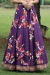 Taavare_Purple Raw Silk Embroidered Wildflower V Neck Bridal Lehenga Set _at_Aza_Fashions