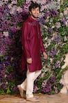 Julie by Julie Shah_Wine Chanderi Embroidered Kurta  _Online_at_Aza_Fashions