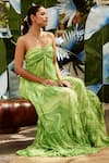 Buy_Nikita Vishakha_Green Georgette Plain Sweetheart Neck Ruched Bodice Gown _at_Aza_Fashions