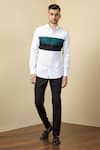 Seven_White Cotton Panel Shirt _Online_at_Aza_Fashions